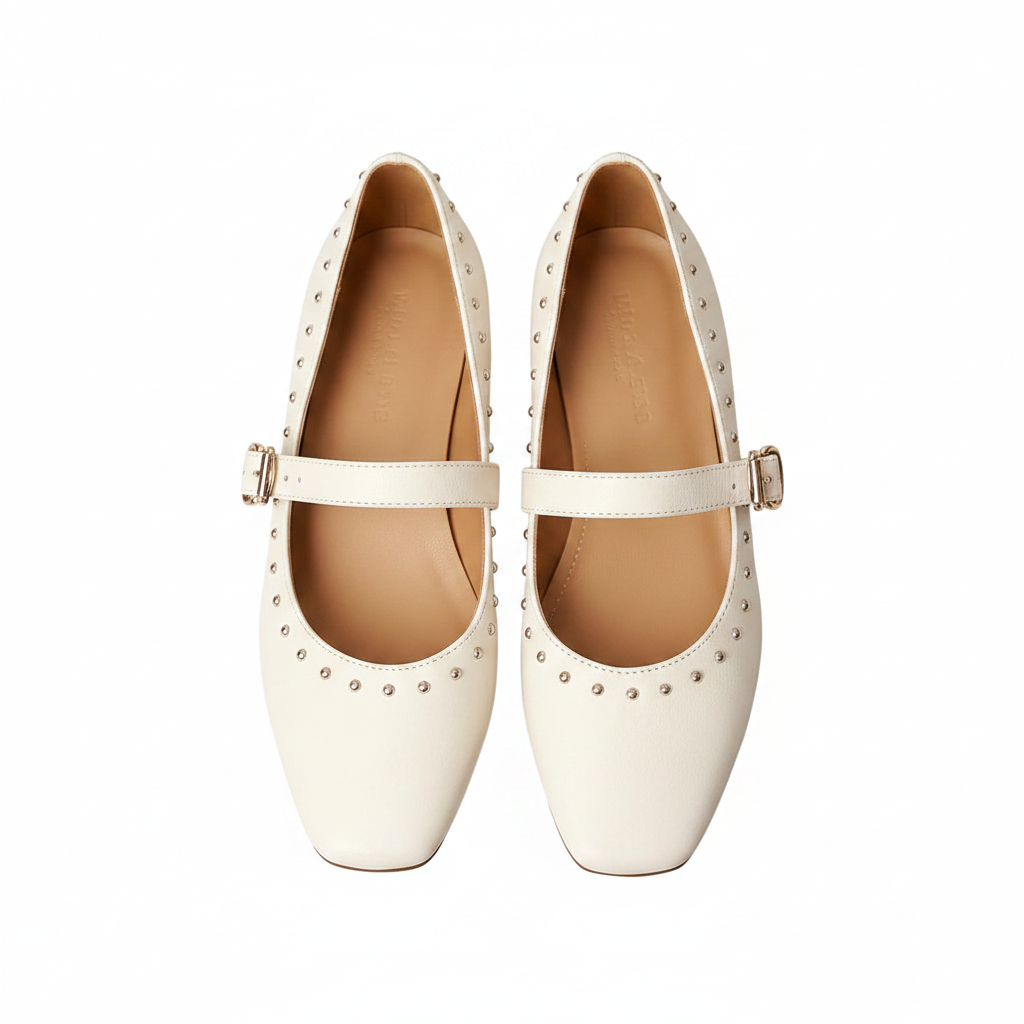 STUDDED MARY JANE LOW HEELS