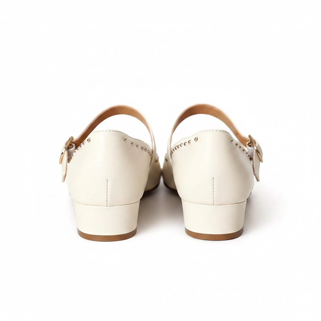STUDDED MARY JANE LOW HEELS