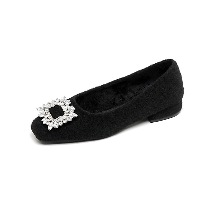 Women's Crystal Buckle Winter Flats