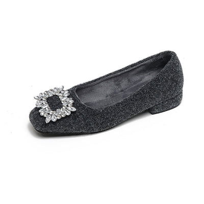 Women's Crystal Buckle Winter Flats