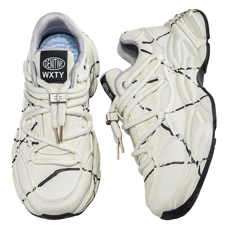 GRAFFITI LINE DESIGN CHUNKY SNEAKERS