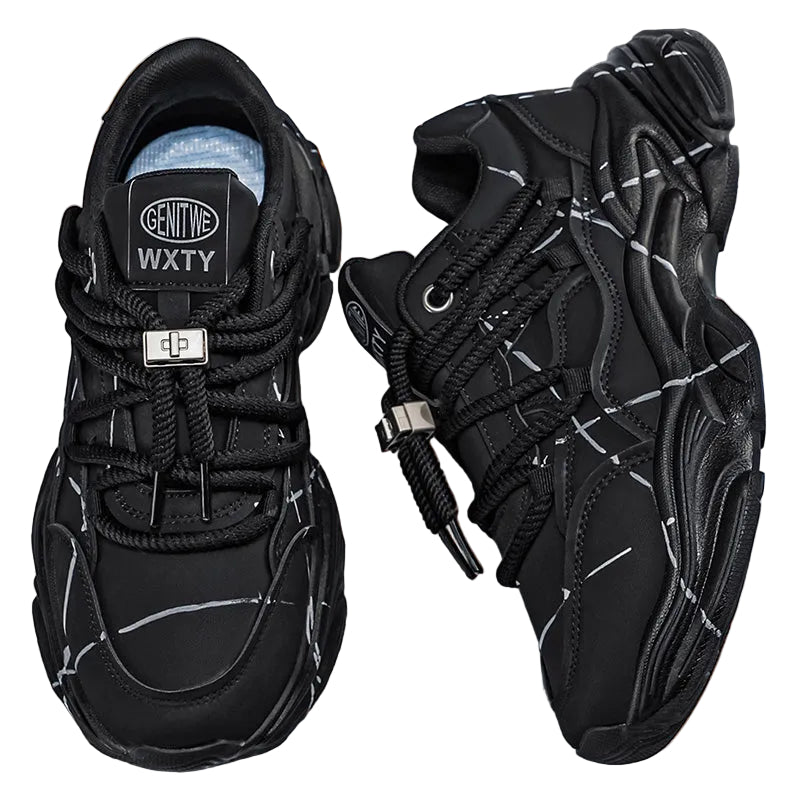 GRAFFITI LINE DESIGN CHUNKY SNEAKERS