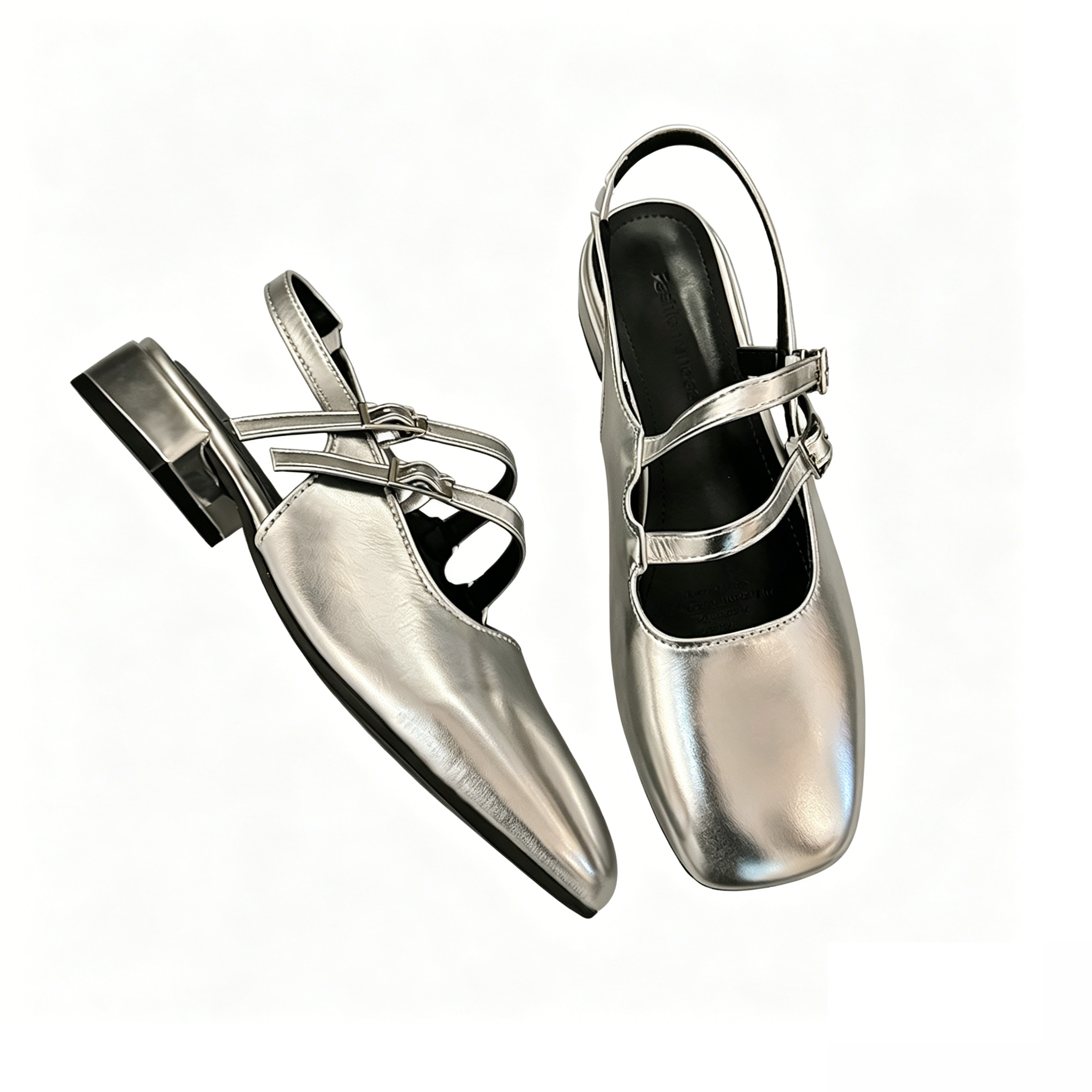 METALLIC SILVER SLINGBACK MARY JANES